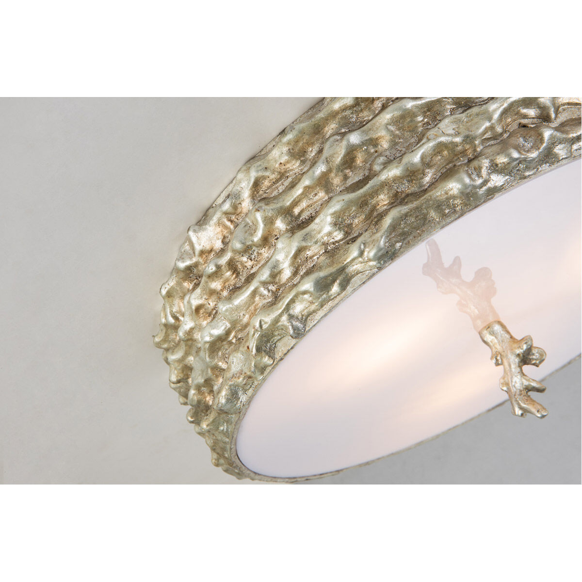 Trellis 3 Light Silver leaf Bath/Flush Mounts Ceiling Light in Silver Leaf with Antique